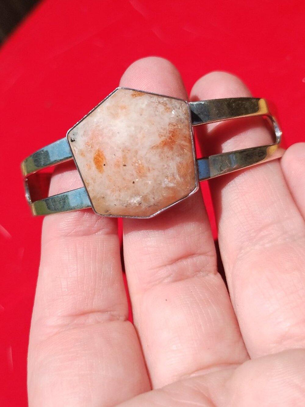 Jay King DTR 925 Sterling Silver Tanzanian Red Sunstone Cuff Bracelet